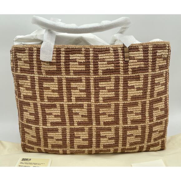 NEW FENDI LARGE RAFFIA CROCHET SUMMER FF LOGO TOTE BAG NWT AUTHENTIC! - Picture 5 of 14